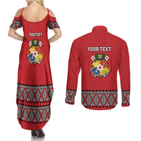 Tonga Heart Tribal Personalised Couples Matching Summer Maxi Dress and Long Sleeve Button Shirt Polynesian Patterns