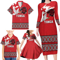 Tonga Heart Tribal Personalised Family Matching Long Sleeve Bodycon Dress and Hawaiian Shirt Polynesian Patterns LT9 - Polynesian Pride