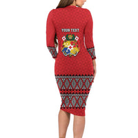 Tonga Heart Tribal Personalised Family Matching Long Sleeve Bodycon Dress and Hawaiian Shirt Polynesian Patterns LT9 - Polynesian Pride