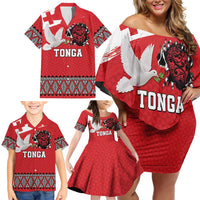 Tonga Heart Tribal Personalised Family Matching Off Shoulder Short Dress and Hawaiian Shirt Polynesian Patterns LT9 - Polynesian Pride