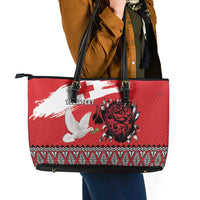 Tonga Heart Tribal Personalised Leather Tote Bag Polynesian Patterns