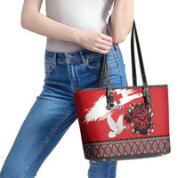 Tonga Heart Tribal Personalised Leather Tote Bag Polynesian Patterns