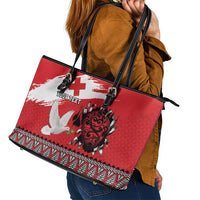 Tonga Heart Tribal Personalised Leather Tote Bag Polynesian Patterns