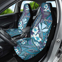 Personalised Hawaii Tribal Humpback Whale Car Seat Cover Polu Hibiscus Seamless Pattern