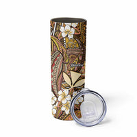 Personalised Hawaii Tribal Humpback Whale Skinny Tumbler Melemele Hibiscus Seamless Pattern