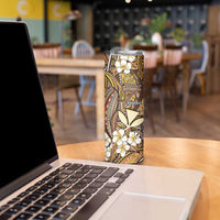 Personalised Hawaii Tribal Humpback Whale Skinny Tumbler Melemele Hibiscus Seamless Pattern
