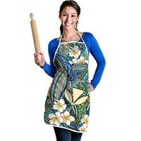 Personalised Hawaii Tribal Humpback Whale Apron Omaomao Hibiscus Seamless Pattern LT9 - Polynesian Pride