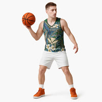 Personalised Hawaii Tribal Humpback Whale Basketball Jersey Omaomao Hibiscus Seamless Pattern