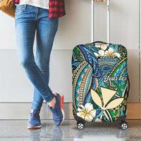 Personalised Hawaii Tribal Humpback Whale Luggage Cover Omaomao Hibiscus Seamless Pattern