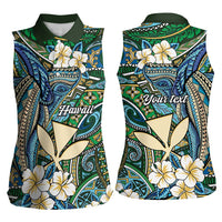 Personalised Hawaii Tribal Humpback Whale Women Sleeveless Polo Shirt Omaomao Hibiscus Seamless Pattern LT9 - Polynesian Pride