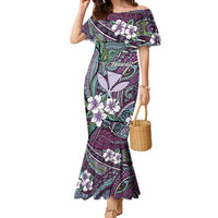 Personalised Hawaii Tribal Humpback Whale Family Matching Mermaid Dress and Hawaiian Shirt Poni Hibiscus Seamless Pattern