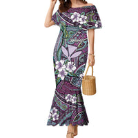 Personalised Hawaii Tribal Humpback Whale Mermaid Dress Poni Hibiscus Seamless Pattern