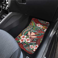 Personalised Hawaii Tribal Humpback Whale Car Mats Ulaula Hibiscus Seamless Pattern LT9 - Polynesian Pride