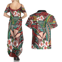 Personalised Hawaii Tribal Humpback Whale Couples Matching Summer Maxi Dress and Hawaiian Shirt Ulaula Hibiscus Seamless Pattern LT9 - Polynesian Pride
