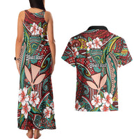 Personalised Hawaii Tribal Humpback Whale Couples Matching Tank Maxi Dress and Hawaiian Shirt Ulaula Hibiscus Seamless Pattern LT9 - Polynesian Pride