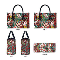 Personalised Hawaii Tribal Humpback Whale Leather Bag Ulaula Hibiscus Seamless Pattern LT9 - Polynesian Pride