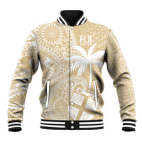 Custom Indo Fijians Baseball Jacket Fiji ke Hindustani Polyneisan Paisley Beige Style