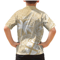 Custom Indo Fijians Family Matching Mermaid Dress and Hawaiian Shirt Fiji ke Hindustani Polyneisan Paisley Beige Style