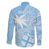 Custom Indo Fijians Family Matching Long Sleeve Bodycon Dress and Hawaiian Shirt Fiji ke Hindustani Polyneisan Paisley Blue Style