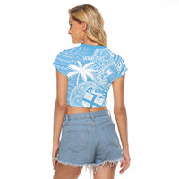 Custom Indo Fijians Raglan Cropped T Shirt Fiji ke Hindustani Polyneisan Paisley Blue Style