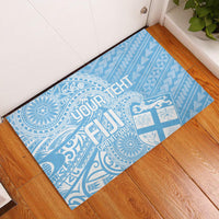 Custom Indo Fijians Rubber Doormat Fiji ke Hindustani Polyneisan Paisley Blue Style
