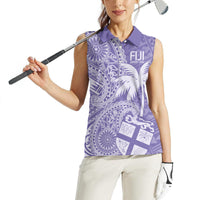 Custom Indo Fijians Women Sleeveless Polo Shirt Fiji ke Hindustani Polyneisan Paisley Purple Style