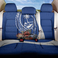 Blue Guam Hafa Adai Back Car Seat Cover Tropical Flowers with Polynesian Pattern