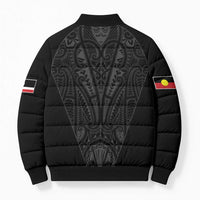 Queensland Maori Rugby Nga Hau e Wha Bomber Puffer Jacket Black Motif - Polynesian Pride