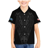 Queensland Maori Rugby Nga Hau e Wha Family Matching Mermaid Dress and Hawaiian Shirt Black Motif