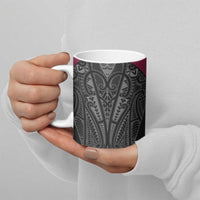 Queensland Maori Rugby Nga Hau e Wha Ceramic Mug Maroon Motif - Polynesian Pride