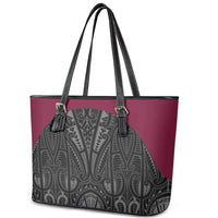 Queensland Maori Rugby Nga Hau e Wha Leather Tote Bag Maroon Motif