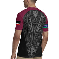 Queensland Maori Rugby Nga Hau e Wha Rugby Jersey Maroon Motif
