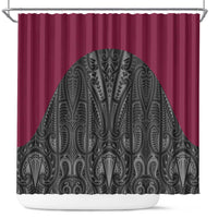 Queensland Maori Rugby Nga Hau e Wha Shower Curtain Maroon Motif