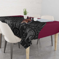 Queensland Maori Rugby Nga Hau e Wha Tablecloth Maroon Motif
