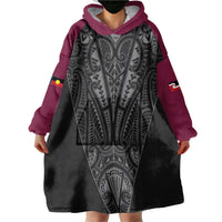 Queensland Maori Rugby Nga Hau e Wha Wearable Blanket Hoodie Maroon Motif