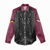 Queensland Maori Rugby Nga Hau e Wha Women Casual Shirt Maroon Motif