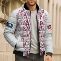 Queensland Maori Rugby Nga Hau e Wha Bomber Puffer Jacket White Motif - Polynesian Pride