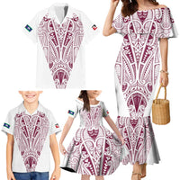Queensland Maori Rugby Nga Hau e Wha Family Matching Mermaid Dress and Hawaiian Shirt White Motif