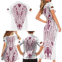 Queensland Maori Rugby Nga Hau e Wha Family Matching Short Sleeve Bodycon Dress and Hawaiian Shirt White Motif