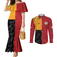 Custom British Lions-AUNZ Couples Matching Mermaid Dress and Long Sleeve Button Shirt Australia-New Zealand Indigenous Motif