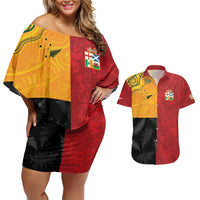 Custom British Lions-AUNZ Couples Matching Off Shoulder Short Dress and Hawaiian Shirt Australia-New Zealand Indigenous Motif