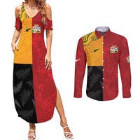 Custom British Lions-AUNZ Couples Matching Summer Maxi Dress and Long Sleeve Button Shirt Australia-New Zealand Indigenous Motif