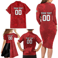 Custom British Lions-AUNZ Family Matching Long Sleeve Bodycon Dress and Hawaiian Shirt Australia-New Zealand Indigenous Motif