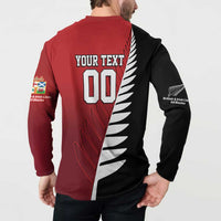 Custom British Lions New Zealand Button Sweatshirt Half Black Fern