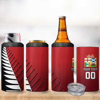 Custom British Lions New Zealand 4 in 1 Can Cooler Tumbler Half Black Fern LT9 - Polynesian Pride