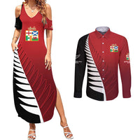 Custom British Lions New Zealand Couples Matching Summer Maxi Dress and Long Sleeve Button Shirt Half Black Fern
