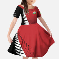 Custom British Lions New Zealand Family Matching Long Sleeve Bodycon Dress and Hawaiian Shirt Half Black Fern