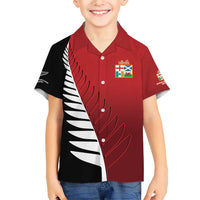 Custom British Lions New Zealand Family Matching Short Sleeve Bodycon Dress and Hawaiian Shirt Half Black Fern