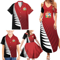 Custom British Lions New Zealand Family Matching Summer Maxi Dress and Hawaiian Shirt Half Black Fern