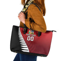 Custom British Lions New Zealand Leather Tote Bag Half Black Fern